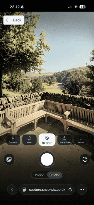 Guest using the SnapPix capture experience on a phone at an event